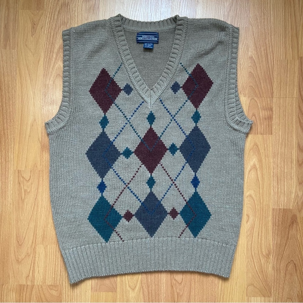 Vintage Mervyn’s Men’s Collection Argyle Vest Size Large